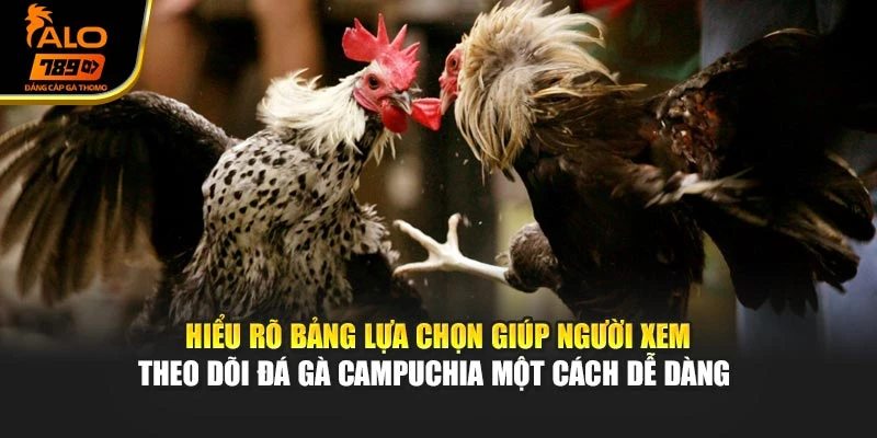 Hiểu rõ bảng lựa chọn giúp người xem theo dõi đá gà Campuchia một cách dễ dàng